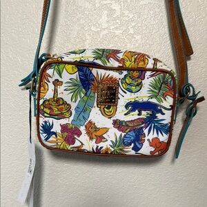 Dooney & Bourke Jungle Book Theme Brown strap Crossbody Bag with Tropical Print